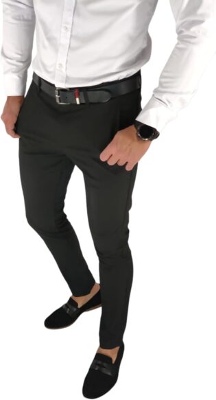 51snPNA2p1L._AC_SL1500_.jpg Moda Męska M&M Pantalon Chino Homme Slim Noir – Pantalon Élégant Uni pour Bureau, Travail et Style Business Casual – Modèle DJ06