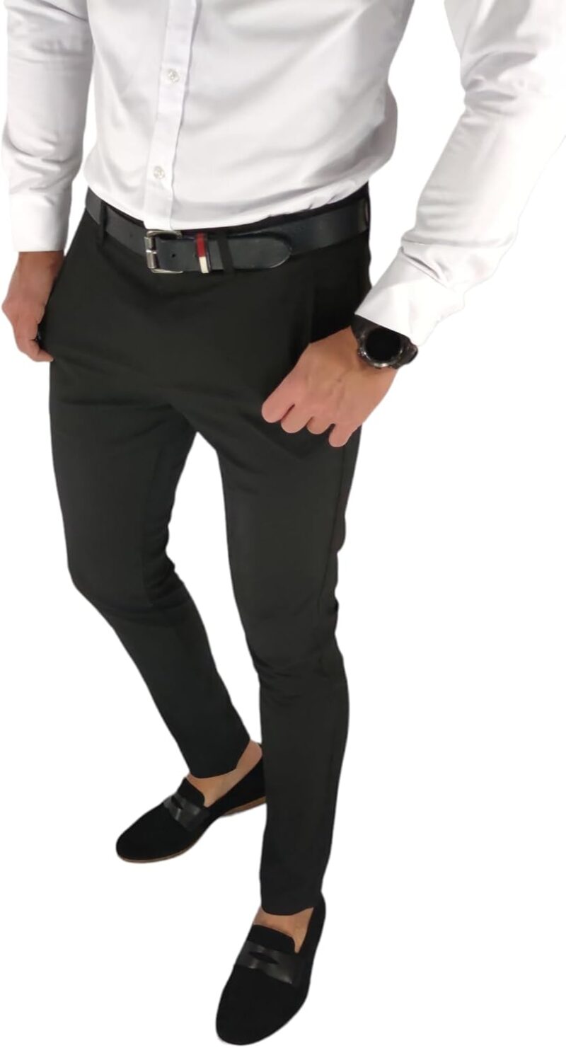 Moda Męska M&M Pantalon Chino Homme Slim Noir – Pantalon Élégant Uni pour Bureau, Travail et Style Business Casual – Modèle DJ06