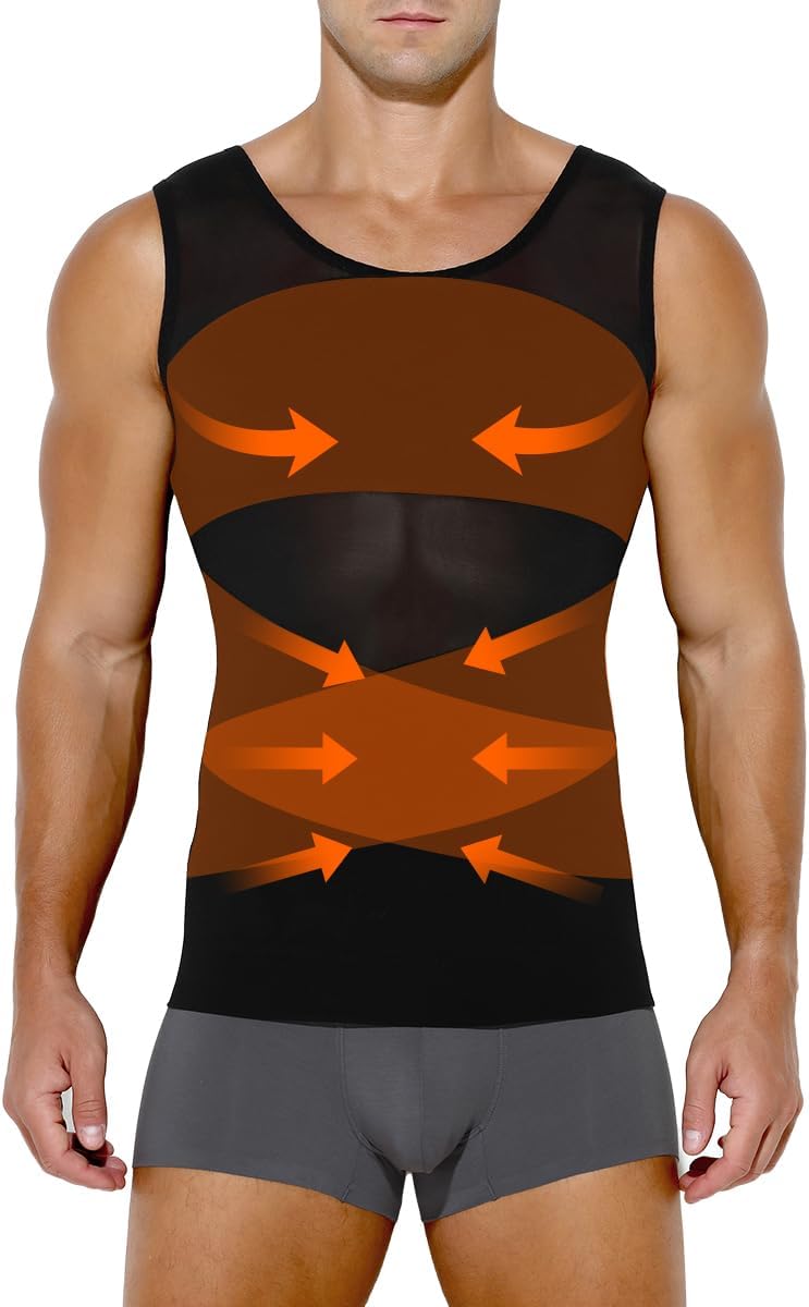 Casey Kevin Débardeur de Compression Homme Maillot de Corps Ventre Plat Homme sans Manche Gainant Minceur sous-vêtements Musculation Sport Top Body Shaper