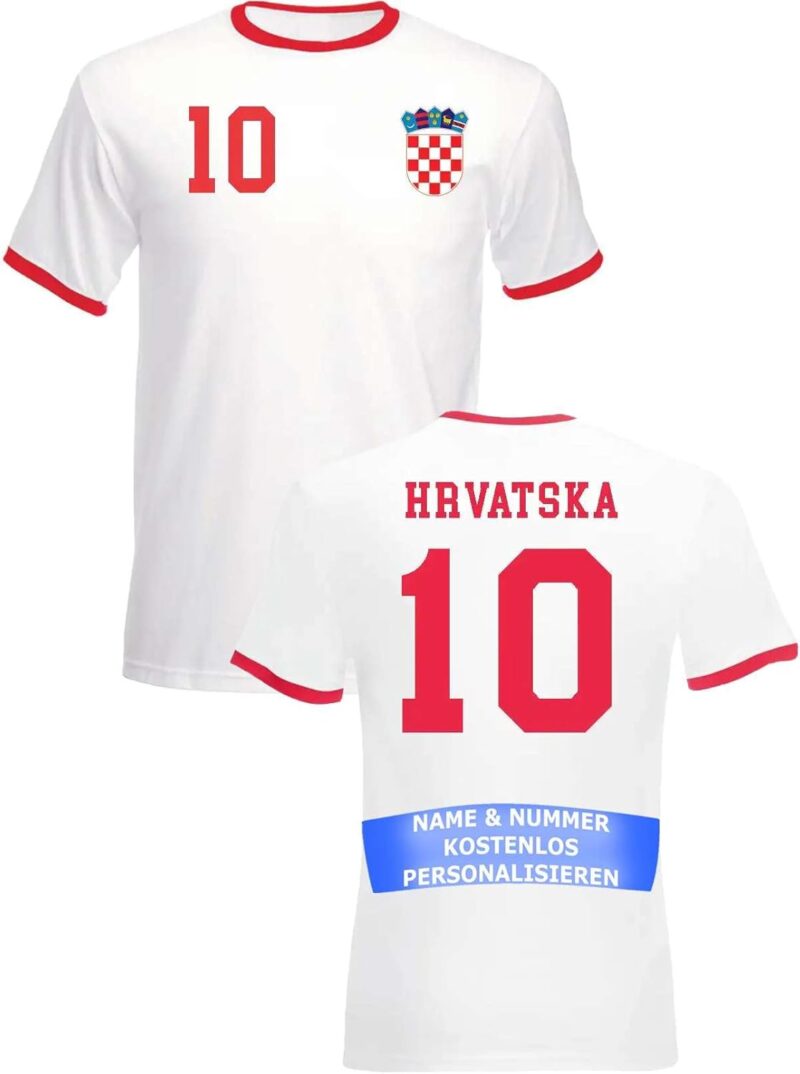 T-Shirt Homme Maillot de Football Croatie avec Nom et Numéro Personnalisés
