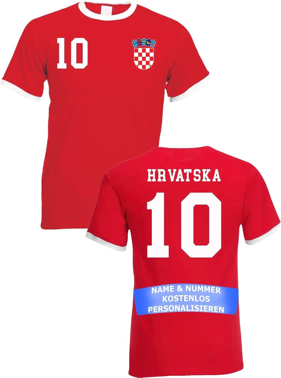 T-Shirt Homme Maillot de Football Croatie avec Nom et Numéro Personnalisés