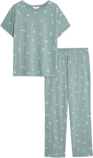 611-jKvDykL._AC_SL1500_.jpg Marks & Spencer Pyjama Imprimé Femme à Haute Teneur en Coton, Coupe Standard, Taille Élastiquée