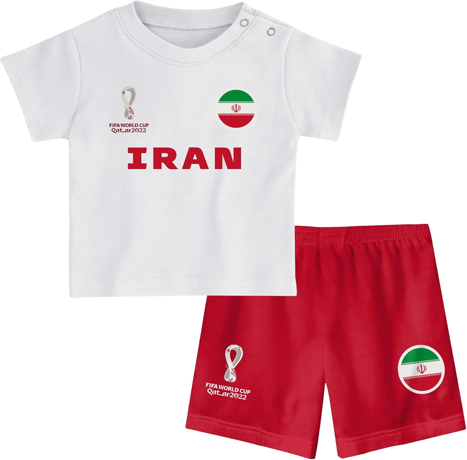 FIFA Ensemble T-shirt et Short Officiel de la Coupe du Monde de la 2022 – Iran – Extérieur Ensemble t-shirt et short de campagne Mixte enfant (lot de 1)