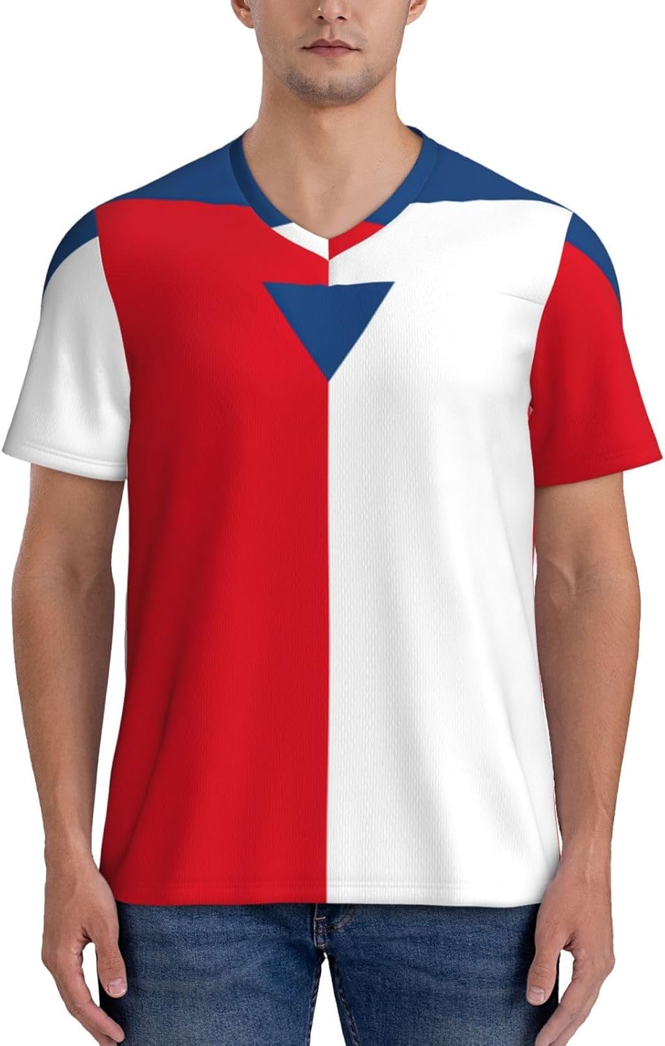 Maillot de football à manches courtes en maille pour homme Motif drapeau de la République tchèque - Image 2