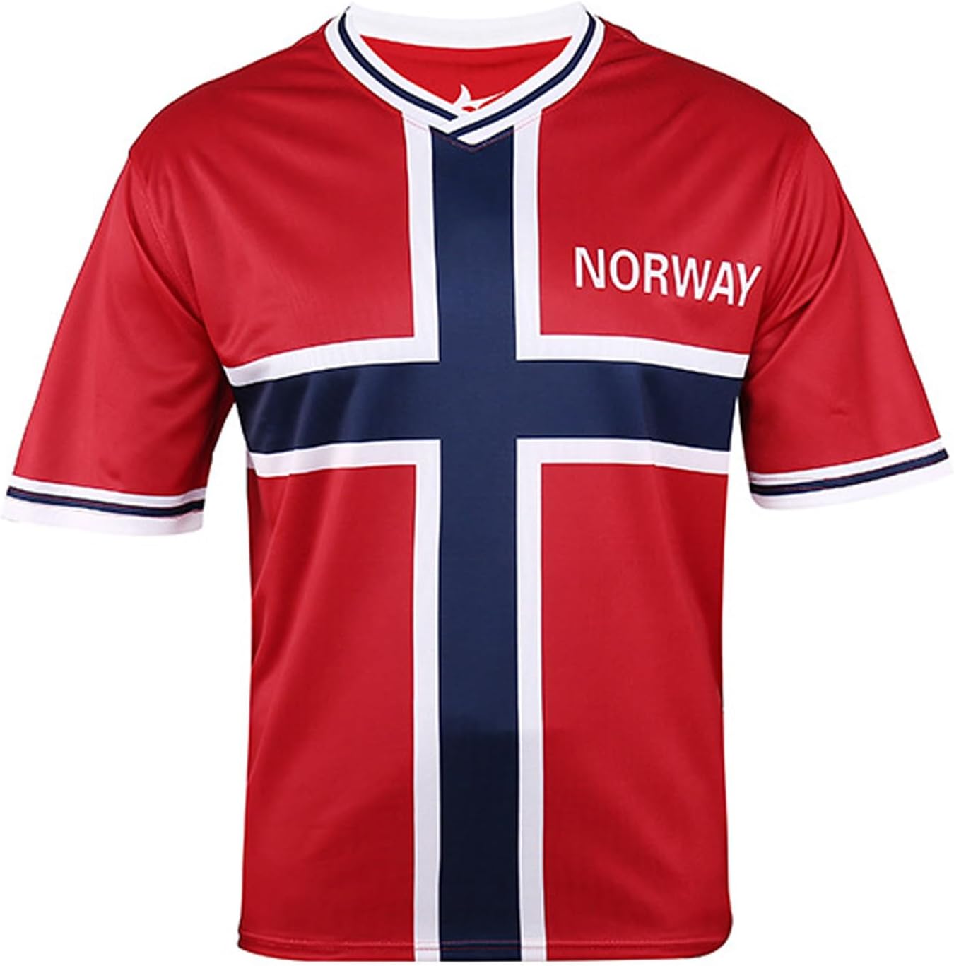 Norvège Maillot Foot T-Shirt Couleurs Rouge et Bleue Ensemble Maillot de Football Respirant et à séchage Rapide Et Col Rond Taille:S,M,L,XL,2XL Cadeau Personnalisé Fans de Football
