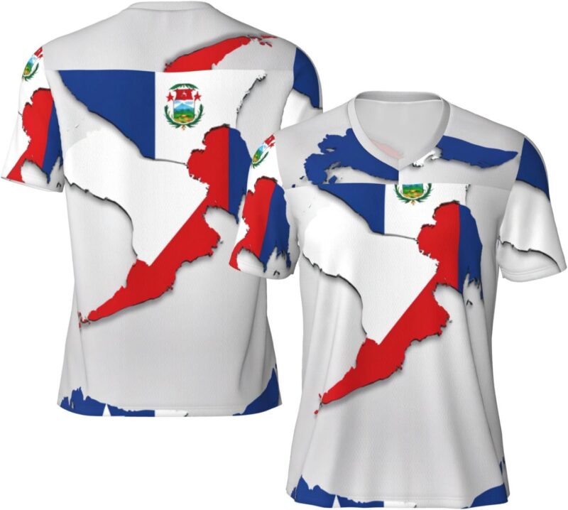 Panama Flag Map 02 Maillot de football à col en V pour homme, T-shirt de sport en maille
