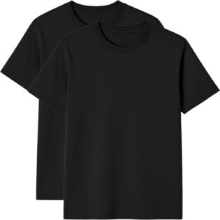 6153bJWcL4L._AC_SL1500_.jpg Lot de 2 t-shirts basiques pour homme - Col rond - Coupe droite - Manches courtes - Tailles S, M, L, XL, XXL, 3XL - Différentes couleurs - Coton bio