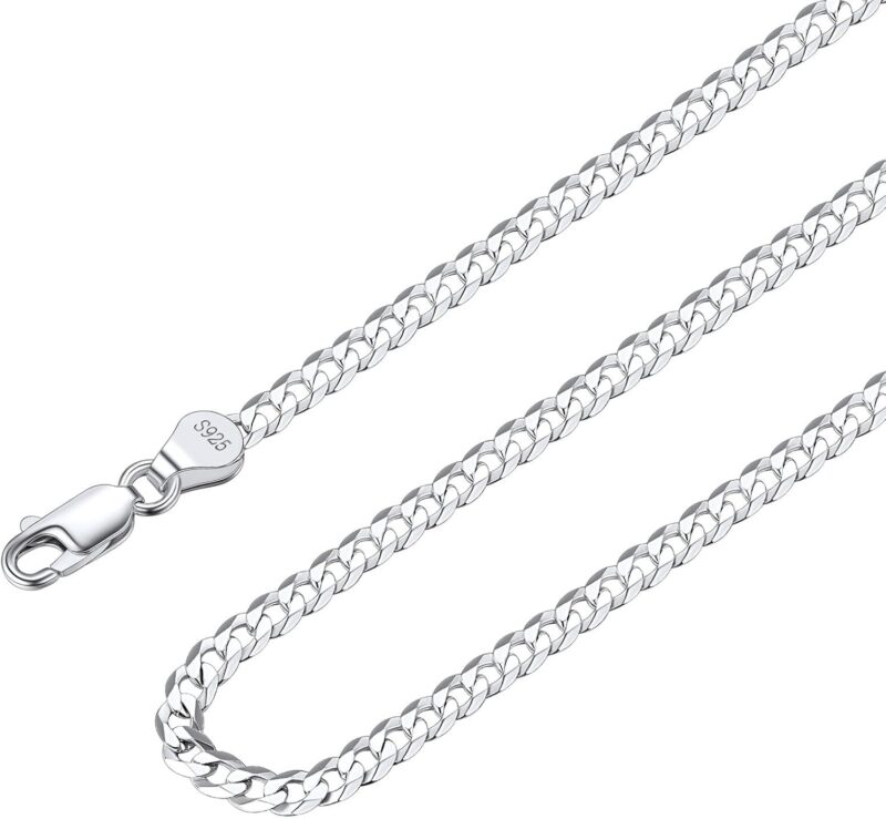 Suplight Argent 925 Sterling Chaine pour Homme, Largeur 3MM/5MM - Taille 36-71cm, Chaîne Collier Maille Cubaine Pendentif pour père argent