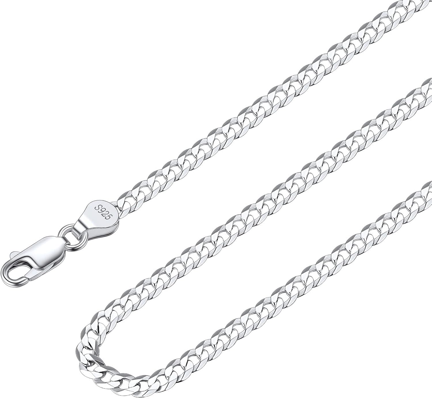 Suplight Argent 925 Sterling Chaine pour Homme, Largeur 3MM/5MM - Taille 36-71cm, Chaîne Collier Maille Cubaine Pendentif pour père argent