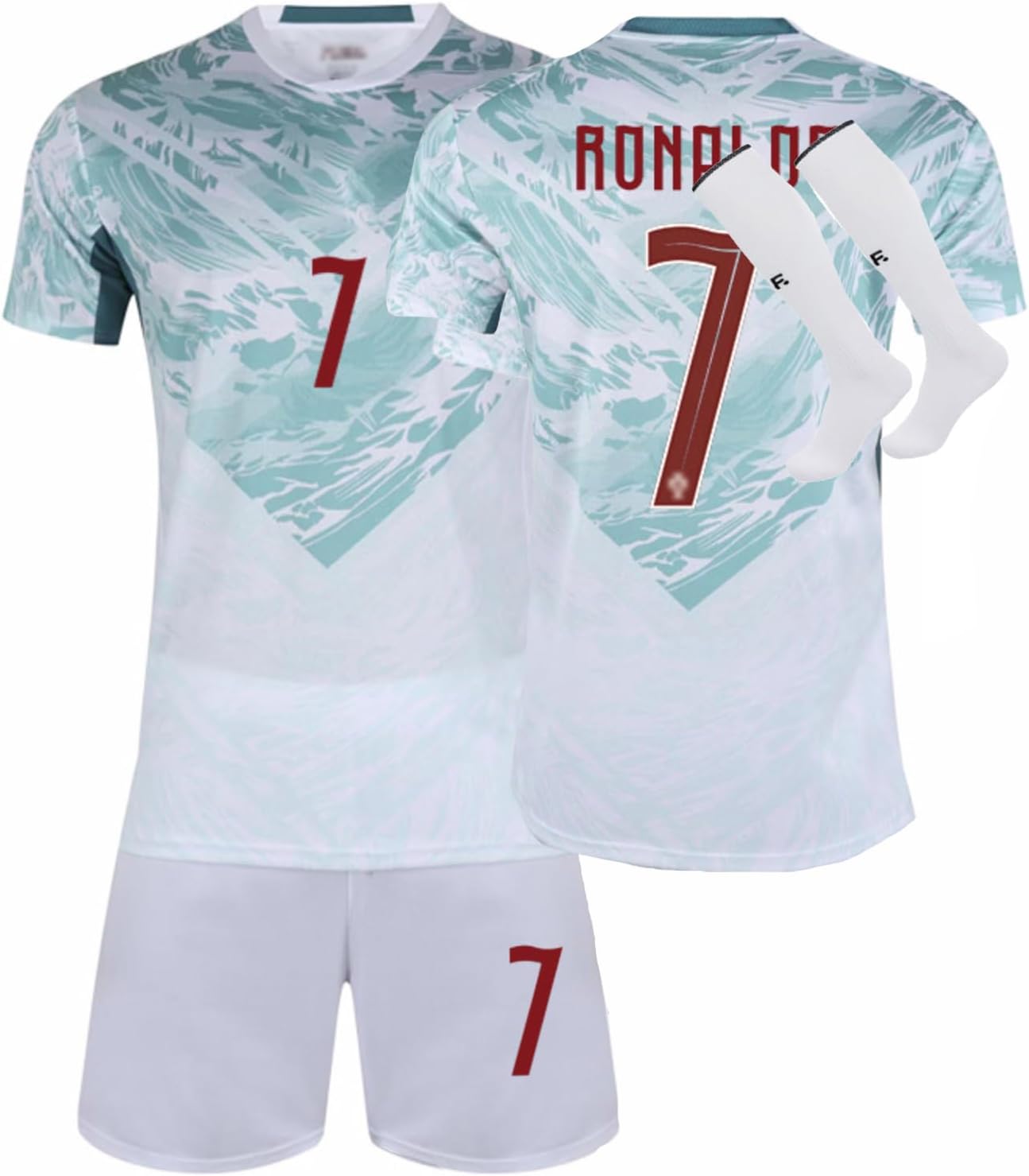 Maillot de Foot Enfant de L'équipe 2024/2025 Home Away Soccer Jeyser Ensemble Garçon Vêtements de Football Tee Shirt Short avec Chaussette Cadeau