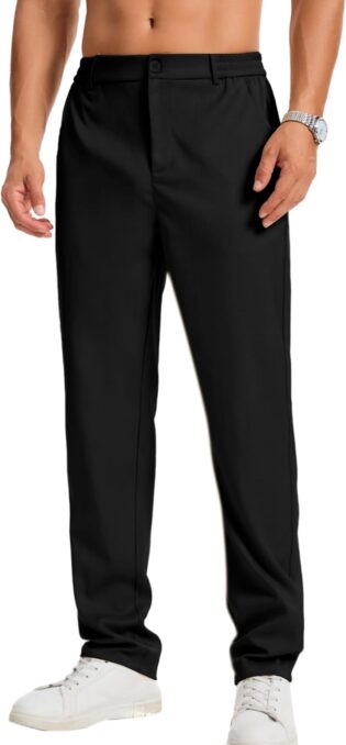 619z3HORpOL._AC_SL1500_.jpg LVCBL Pantalon Chino Stretch pour Homme - Coupe Droite - Couleur Unie - avec élastique à la Taille