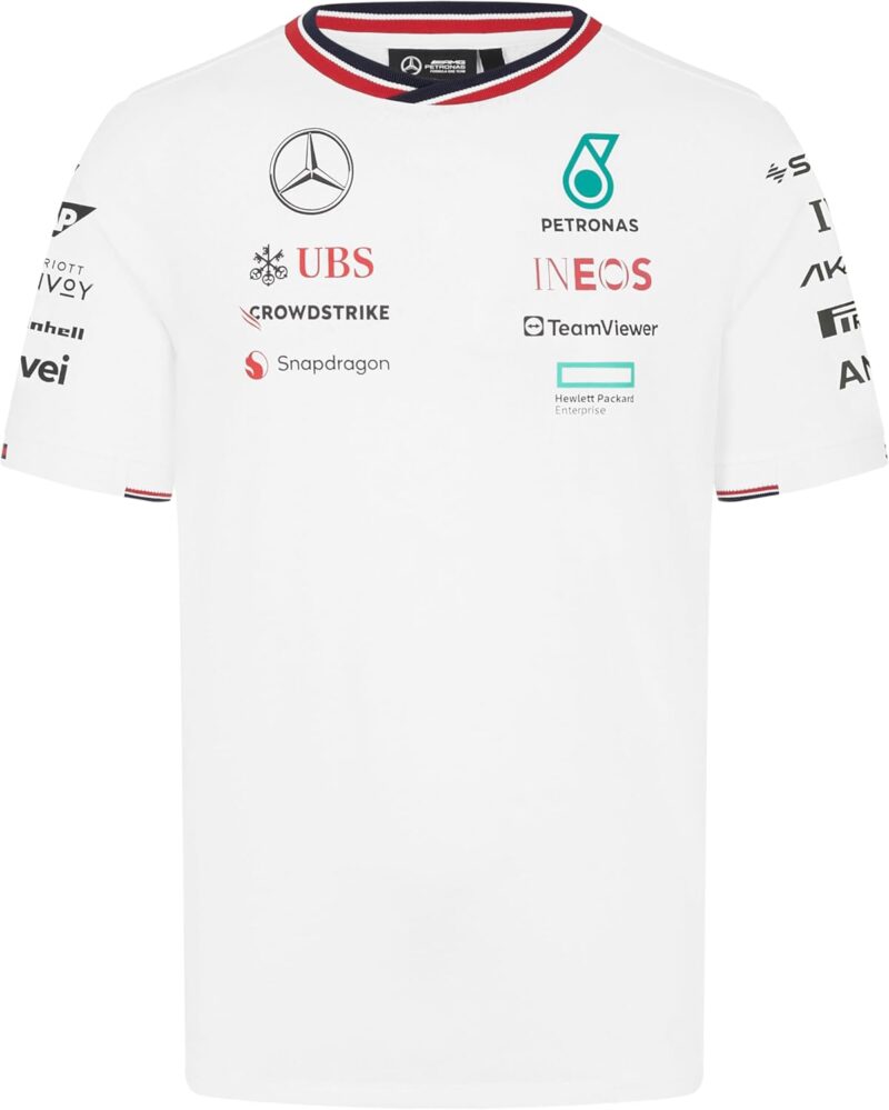 Mercedes AMG Petronas T-Shirt de l'équipe F1 2024 pour Hommes - Blanc - Taille: M