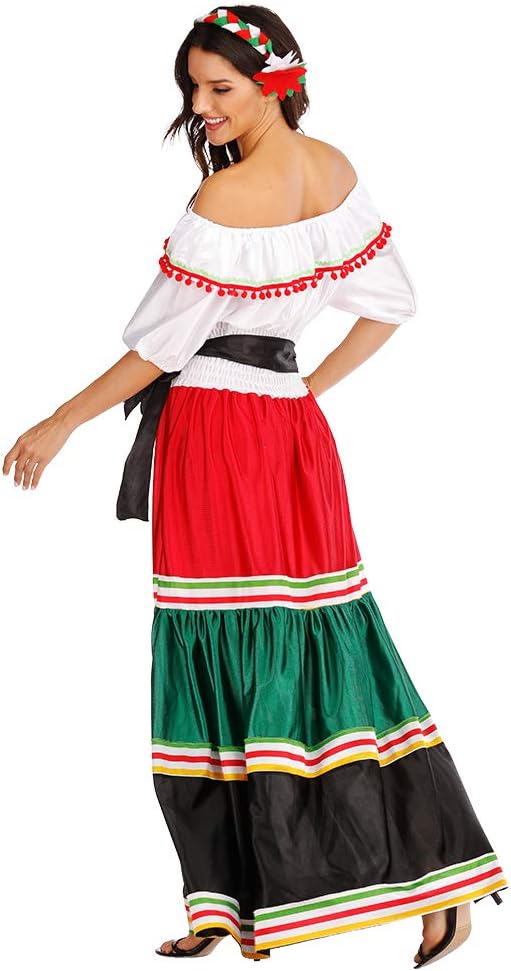 EraSpooky Costume Senorita Femme Mexicaine Déguisement Costume de Fête d'halloween Carnaval pour Adultes - Image 2