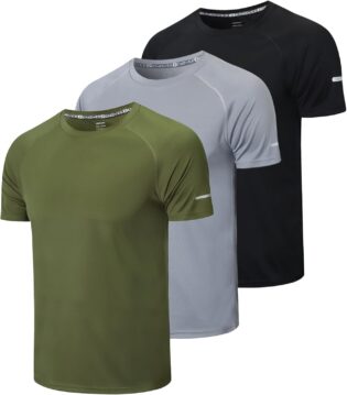 61AcmDtdOIL._AC_SL1500_.jpg Gaiatiger 3 Pack T-Shirt Homme Tee Shirt Sport Homme Manche Courte Séchage Rapide Respirant Baselayer Haut Running Fitness Gym