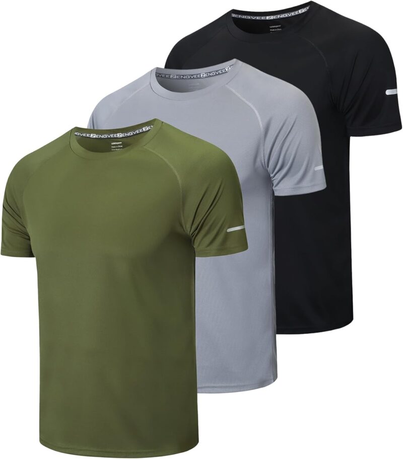 Gaiatiger 3 Pack T-Shirt Homme Tee Shirt Sport Homme Manche Courte Séchage Rapide Respirant Baselayer Haut Running Fitness Gym