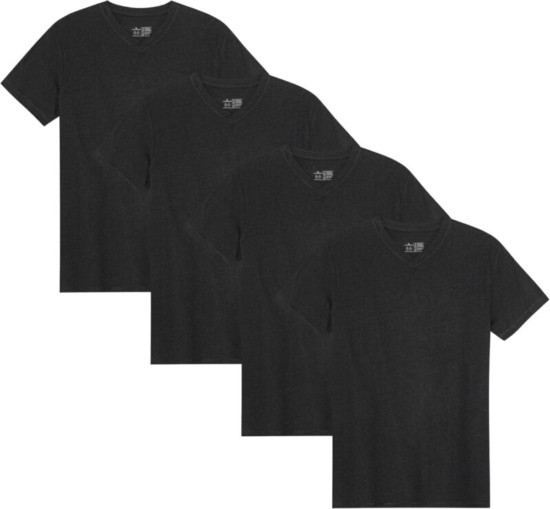 DANISH ENDURANCE T-Shirts en Coton Bio, Multipack, Col V, Manches Courtes, Melange Doux Prémium, Lot de 1, 2 ou 4 - T-Shirts pour Homme