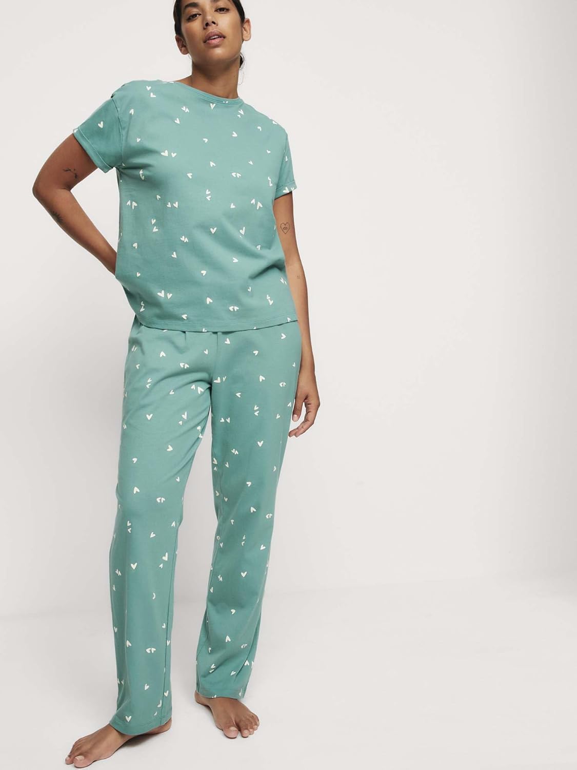 Marks & Spencer Pyjama Imprimé Femme à Haute Teneur en Coton, Coupe Standard, Taille Élastiquée - Image 3