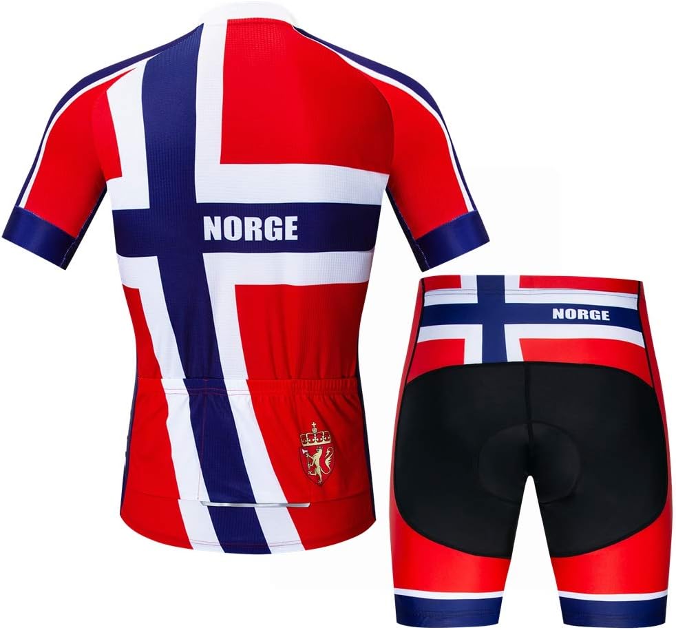 JPOJPO Maillot de cyclisme pour homme - Manches courtes + short rembourré 5D - Séchage rapide - Taille S à 3XL - Image 2