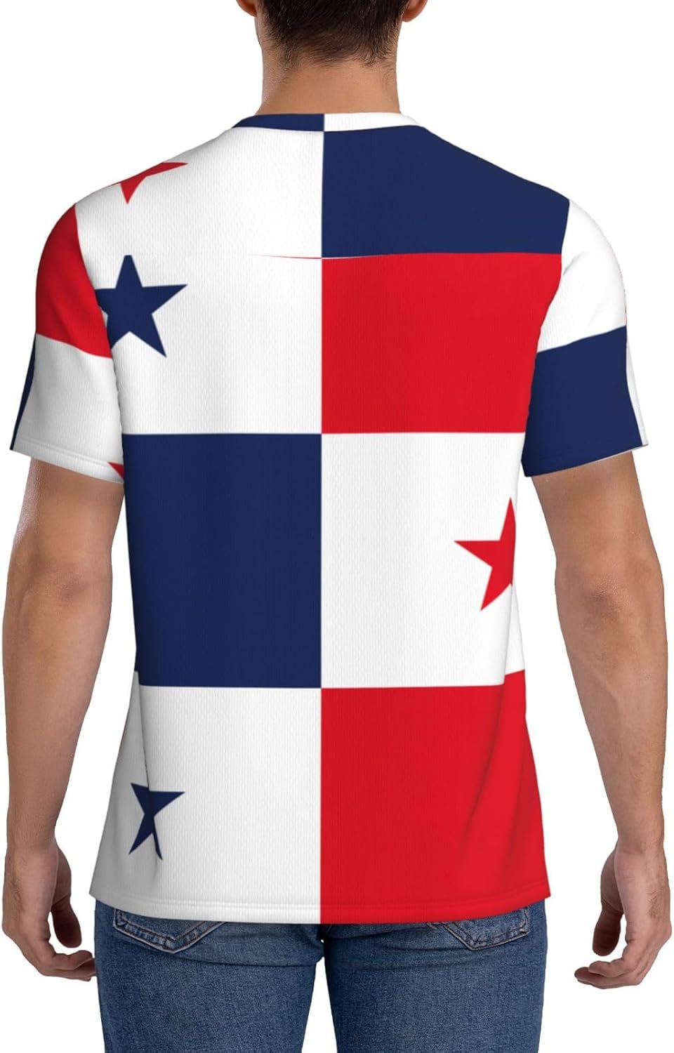 Flag of Panama Maillot de football à col en V et manches courtes pour homme Coupe ample - Image 4