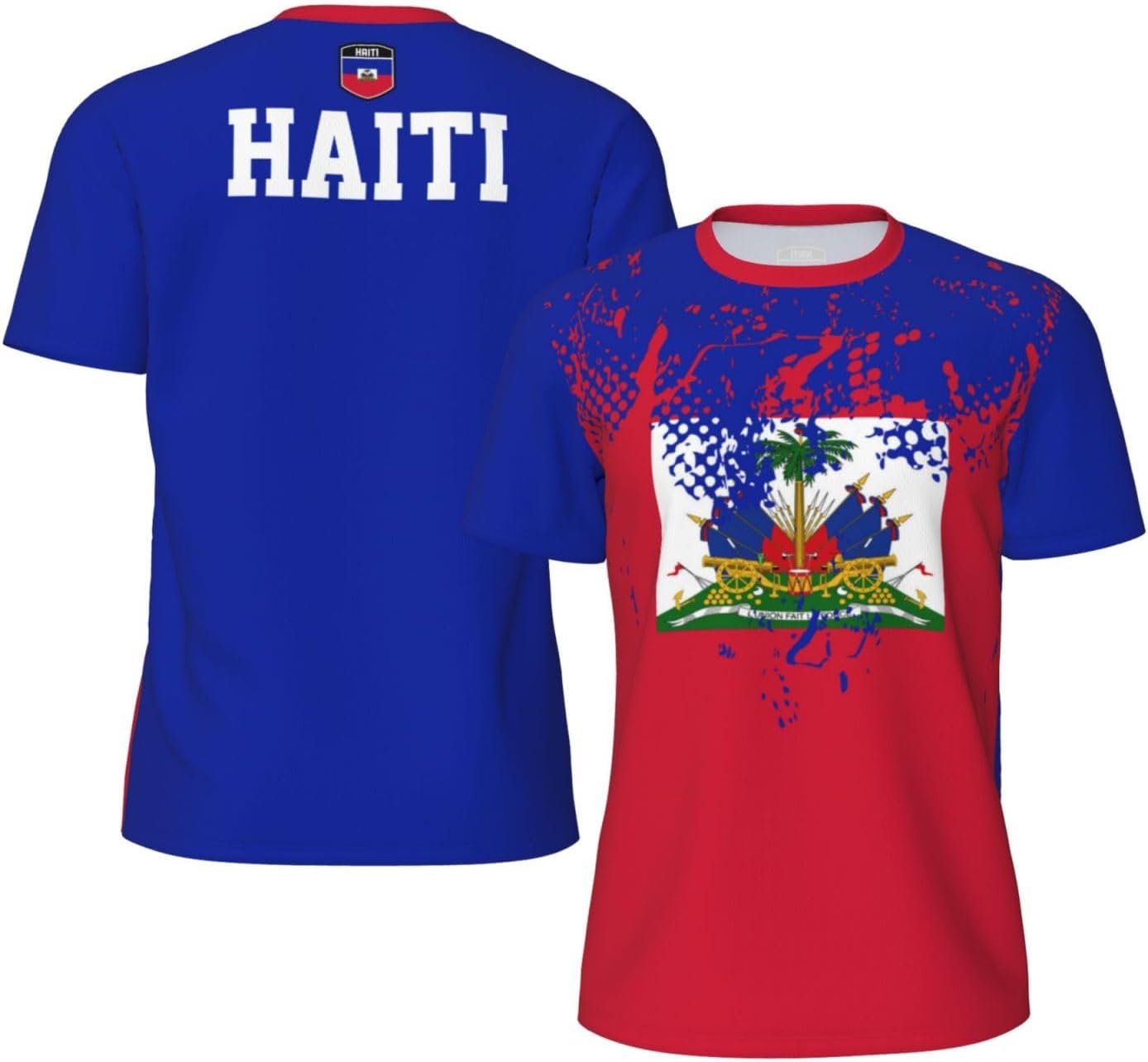 Maillot de Sport en avec Drapeau d'Haïti, imprimé 3D, idéal pour la Course à Pied, Le Cyclisme, Le Football et Le Fitness.