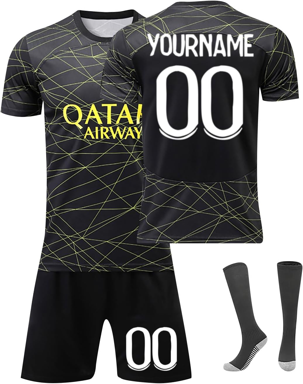 Maillot de Foot Paris Personnalisé avec Nom Nombre, Ensemble de Foot Entraînement T-Shirt Short et Chaussettes pour Garçon Et Homme