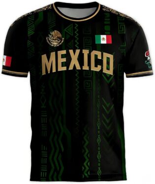 Maillot Mexique pour homme - Pour fan de football - T-shirt avec drapeau national - Respirant - Séchage rapide - T-shirt de sport tendance décontracté - Haut ample - Col rond - Pour les fans