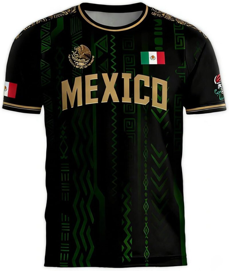 Maillot Mexique pour homme - Pour fan de football - T-shirt avec drapeau national - Respirant - Séchage rapide - T-shirt de sport tendance décontracté - Haut ample - Col rond - Pour les fans