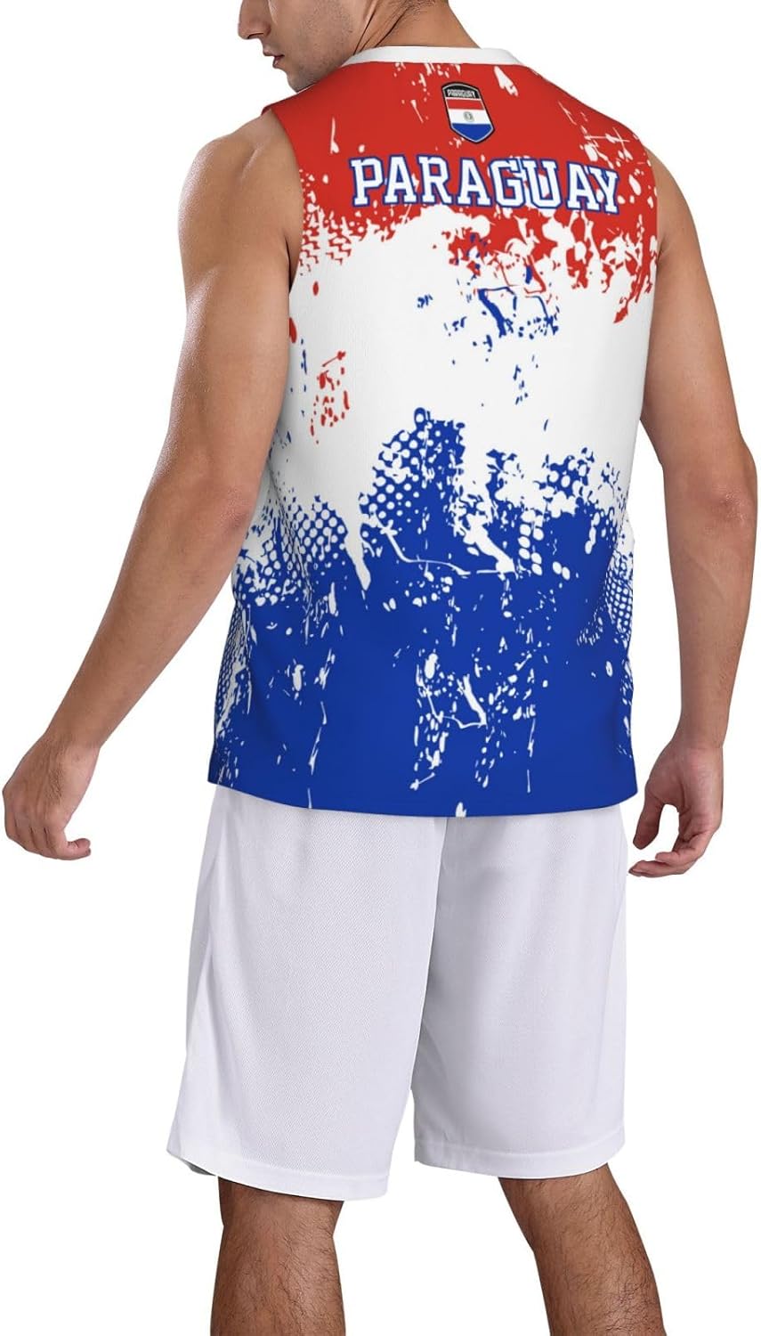 Maillot de basket-ball avec motif drapeau du Paraguay - Impression 3D, Noir , M - Image 2