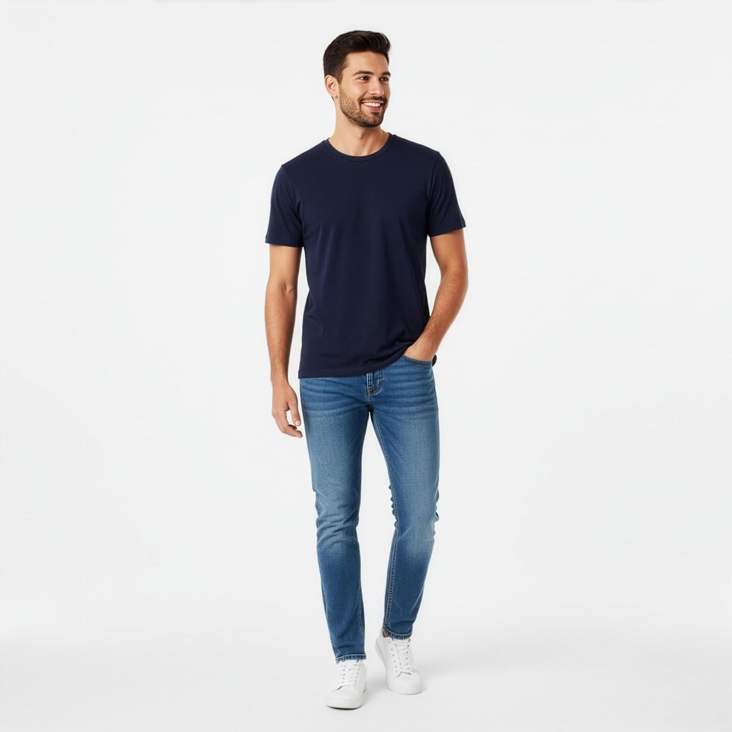 Lot de 2 t-shirts basiques pour homme - Col rond - Coupe droite - Manches courtes - Tailles S, M, L, XL, XXL, 3XL - Différentes couleurs - Coton bio - Image 2