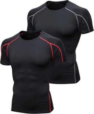 Niksa 2 Pièces Tee Shirt Compression Homme Maillot Running Baselayer Manches Courtes