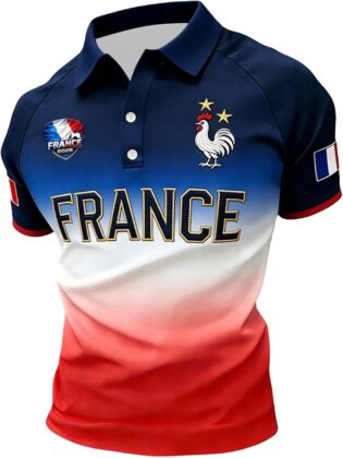 Coupe du Monde de Football Maillot Officiel des Supporters de France – Style Officiel – Confortable, Respirant et décontracté