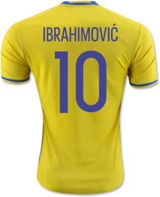 Super Hot 2016 2017 Suède 10 Zlatan Ibrahimovic Domicile Football Soccer Jersey en jaune