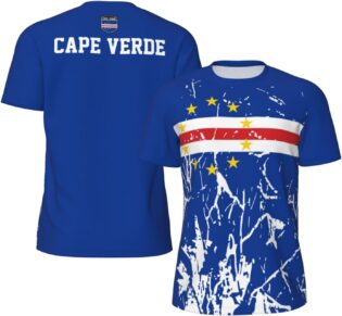 Maillot de Sport en imprimée en 3D avec Drapeau du Cap-Vert, idéal pour la Course à Pied, Le vélo, Le Football, Le Tennis et Le Fitness.