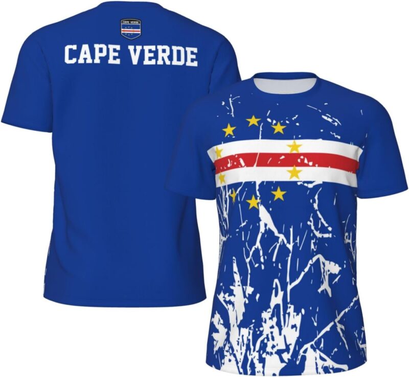 Maillot de Sport en imprimée en 3D avec Drapeau du Cap-Vert, idéal pour la Course à Pied, Le vélo, Le Football, Le Tennis et Le Fitness.