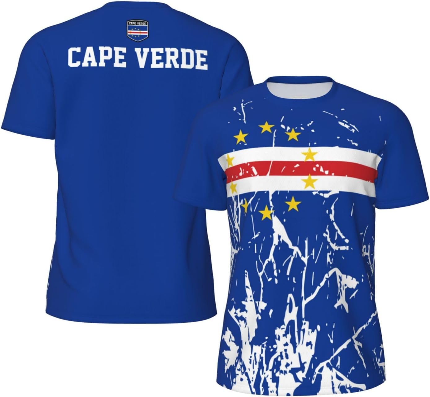 Maillot de Sport en imprimée en 3D avec Drapeau du Cap-Vert, idéal pour la Course à Pied, Le vélo, Le Football, Le Tennis et Le Fitness.