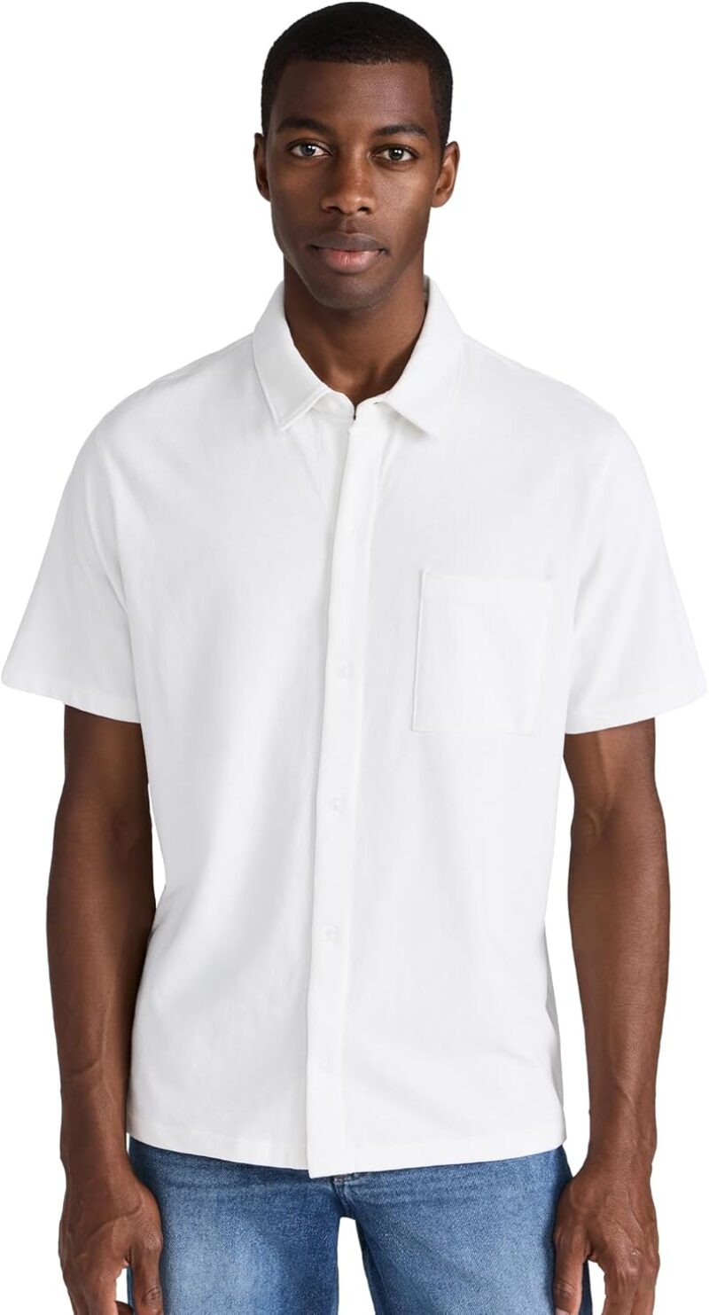 Vince Sueded Jersey Short Sleeve Button Down Boutonné à Manches Courtes en Jersey suédé Homme