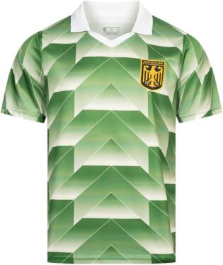 61OZkDMeqL._AC_SL1001_.jpg JELEX Retro History Maillot pour homme | Avec logo brodé et manches courtes | Design nostalgique pour les fans de football | Idéal pour les collectionneurs