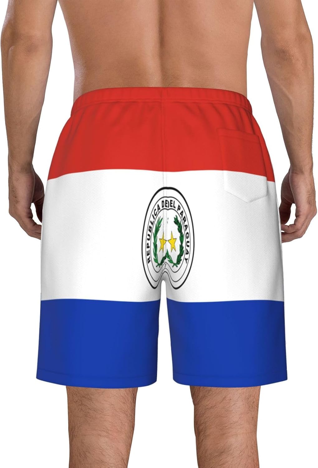 Maillot de Bain Homme à séchage Rapide, Motif emblème National du Paraguay ; Short de Bain de Plage, Motif emblème National du Zimbabwe. - Image 2
