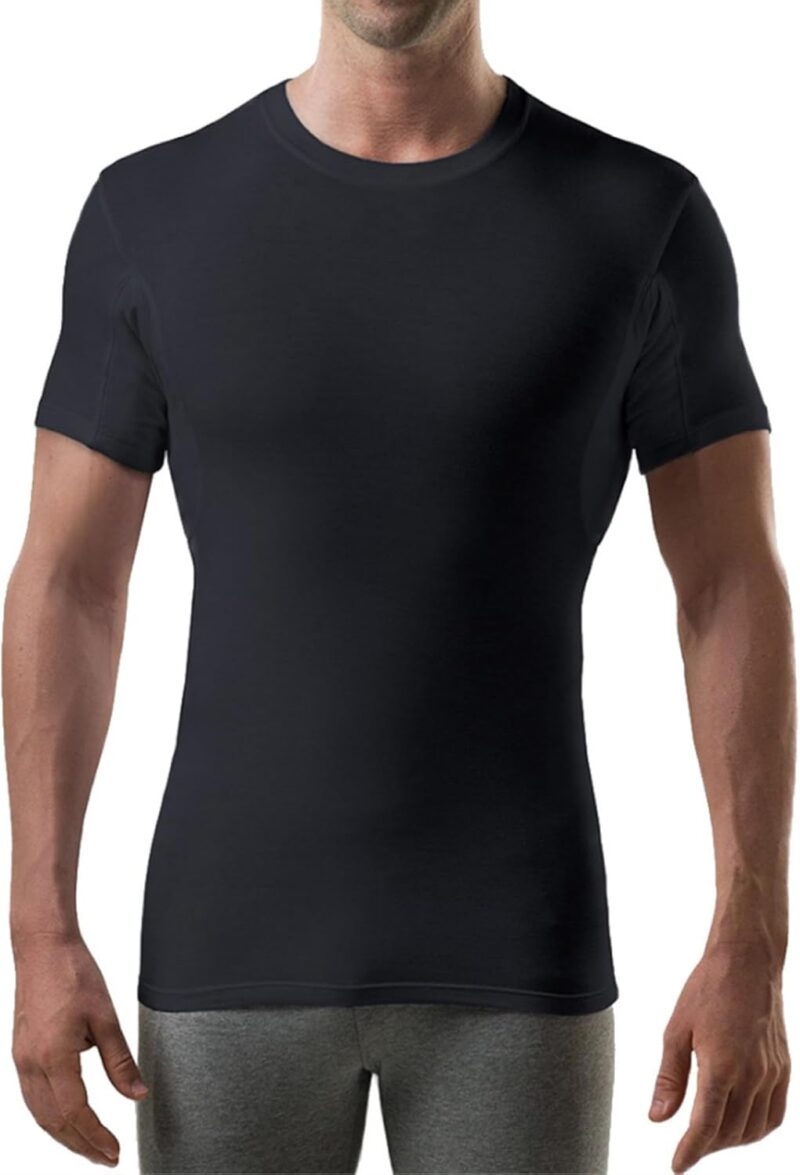 Maillot antitranspiration pour Homme avec Coussinets d'aisselles antitranspirants (Coupe Slim, col Rond)