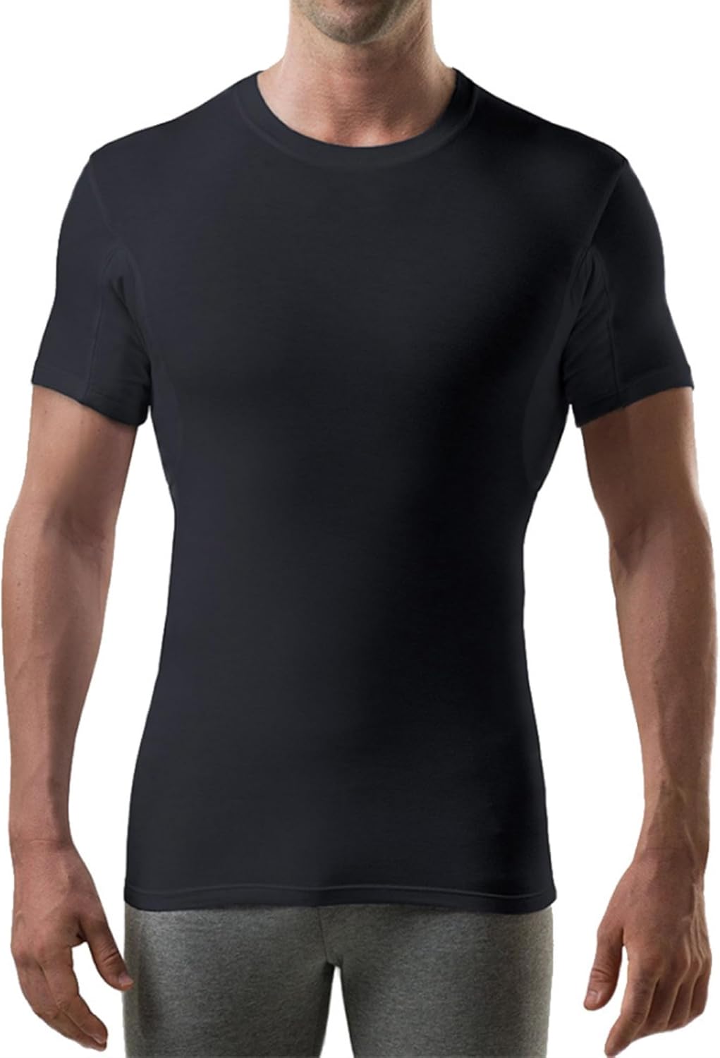 Maillot antitranspiration pour Homme avec Coussinets d'aisselles antitranspirants (Coupe Slim, col Rond)