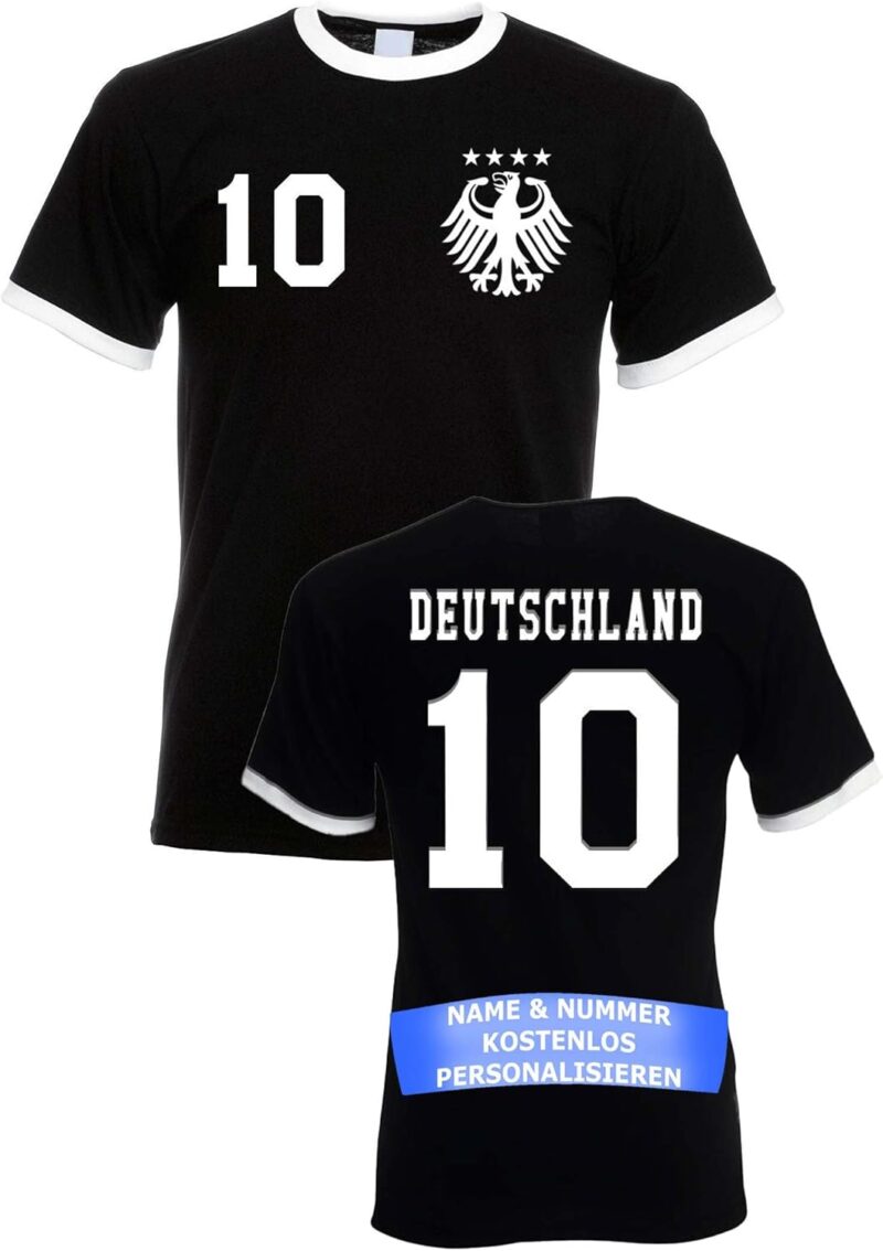 T-Shirt Homme Maillot de Football Allemagne avec Nom et Numéro Personnalisés