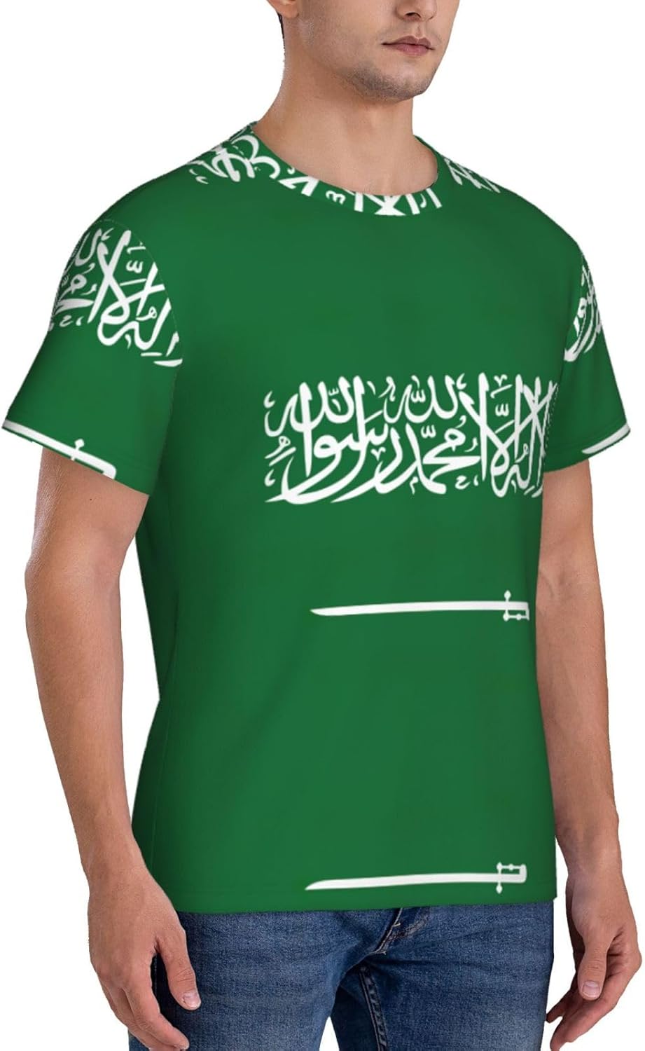 Lot de t-shirts imprimés drapeau de l'Arabie saoudite, T-shirts en polyester frais et respirants, maillots de corps restés rentrés pour homme - Image 2