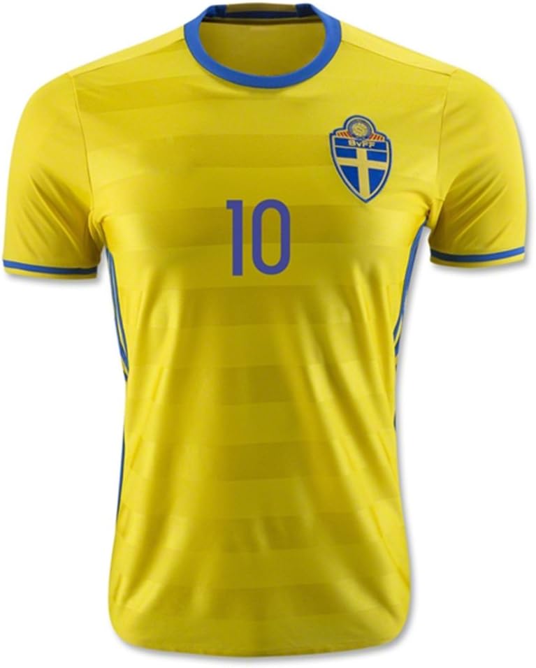 Super Hot 2016 2017 Suède 10 Zlatan Ibrahimovic Domicile Football Soccer Jersey en jaune - Image 2