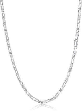 Silvora Collier Chaine en Argent Massif Homme Chaîne Femme 3MM/5MM Argent Sterling 925 Collier Maille Cubain/Figaro Longueur[36/46/51/55/61/66/71cm] Bijoux Cadeau Noël Fêtes Pères Mères