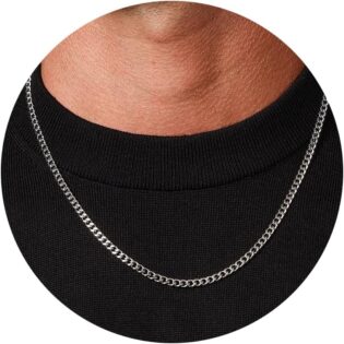 FUNEIA Collier Homme Chaine Argent Acier Inoxydable Collier Homme Personnalisé Longueur 46 | 51 | 56 | 61 cm Motif Figaro Chaînes Homme Fille Cadeau Bijoux