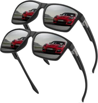 Lunettes de soleil polarisées homme femme, lunettes légères TR90 avec protection UV400, verres TAC anti-éblouissement pour conduite, pêche et usage quotidien, lot de 2