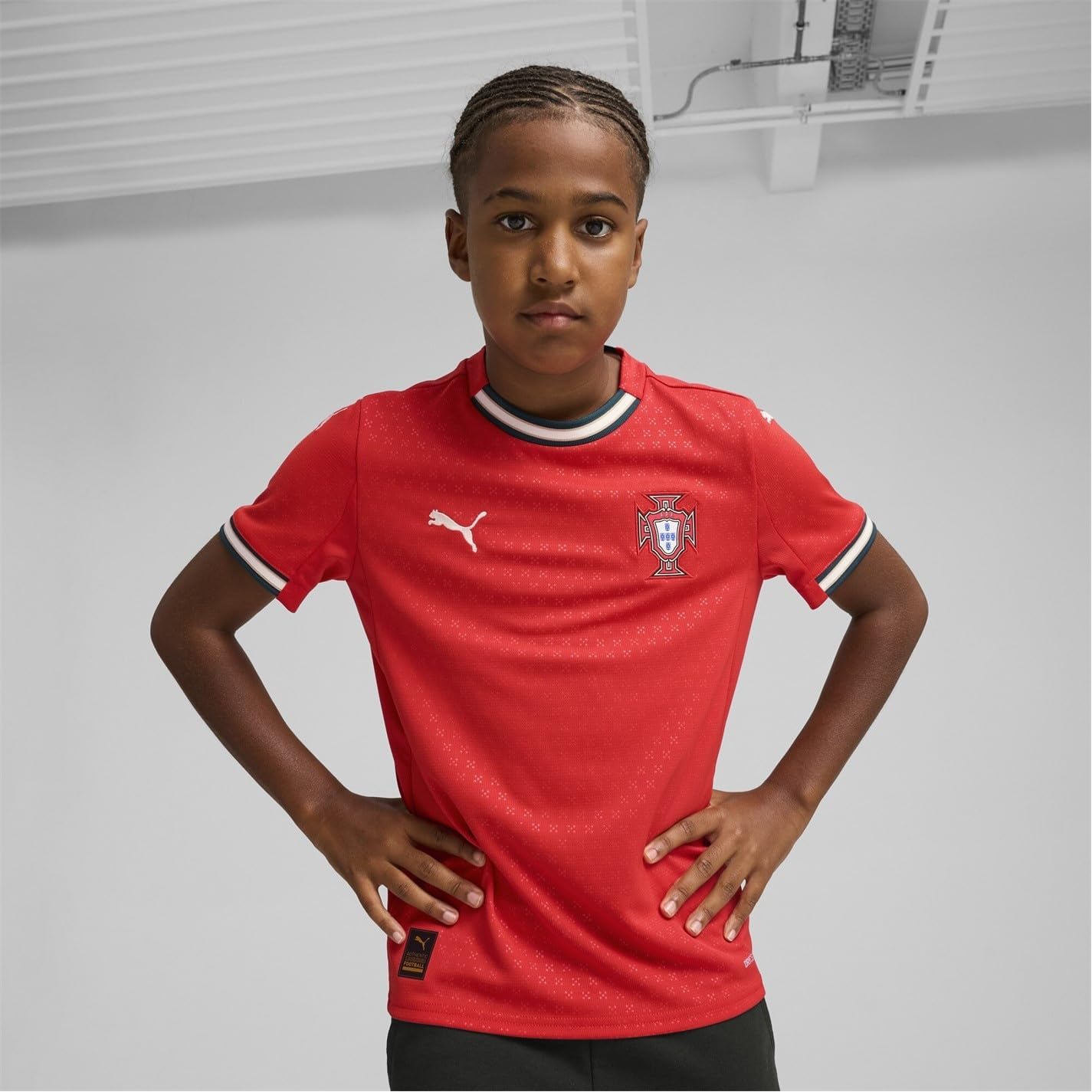 Puma Jr 779193 Veste de football pour enfant Séchage rapide Maillot FPF domicile Réplique - Image 2