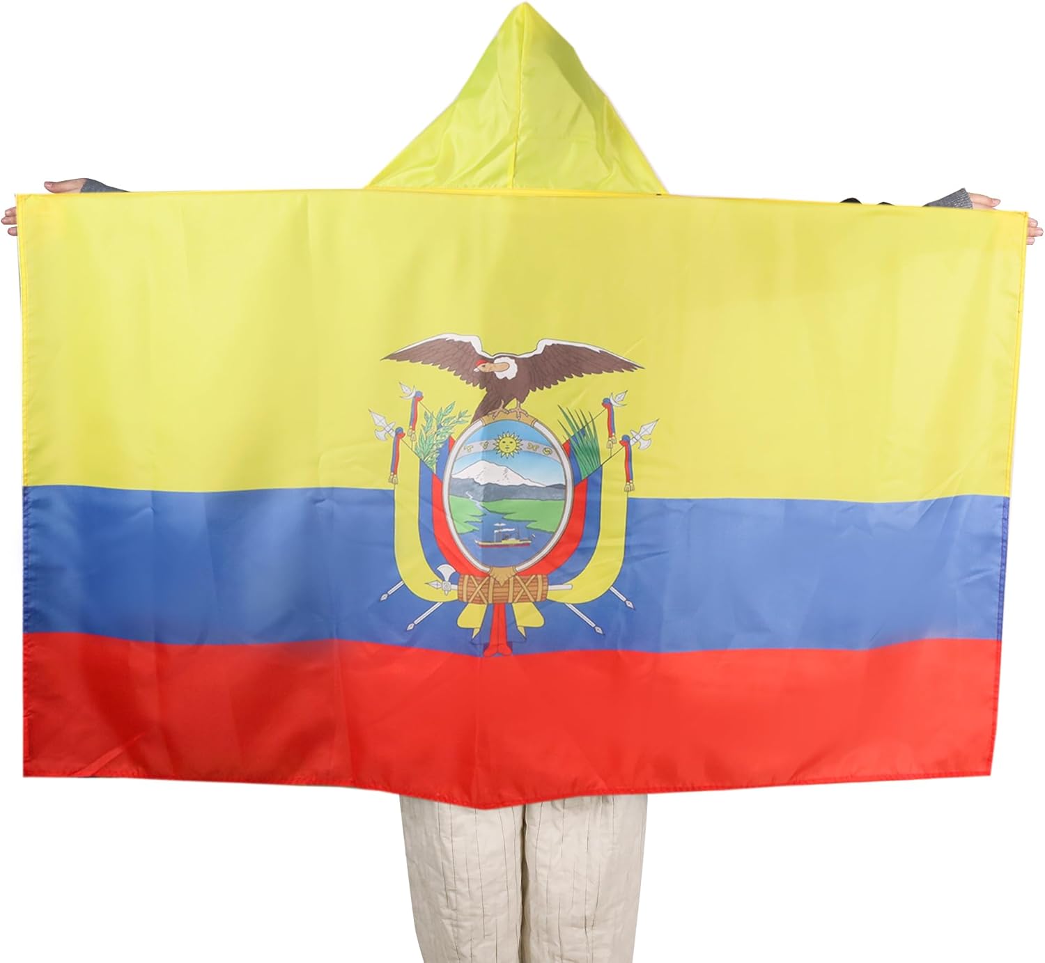 AZ FLAG Drapeau Equateur 150x90 cm - Cape Drapeau Équatorien 100% Polyester Avec Manches Intégrées - Body Flag 80g - Image 2