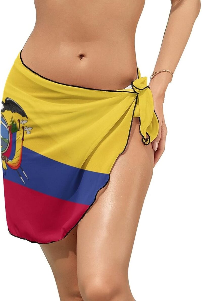 Jupe Portefeuille pour Femme avec Drapeau de l'Équateur pour Maillot de Bain, 2XL