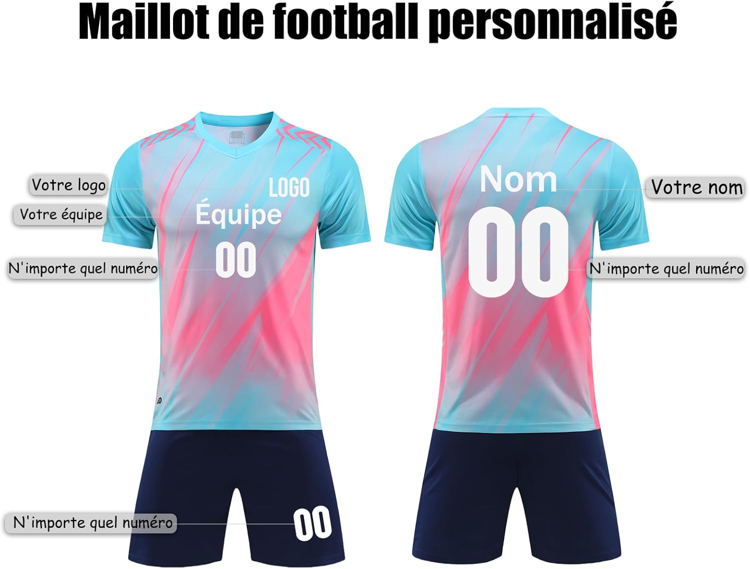 OPUTWDF Ensemble Foot Enfant Personnalisé Maillot de Foot Enfant Nom Personnalisé Numéro Logo - Image 4